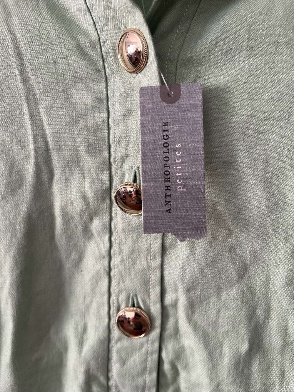 NWT Maeve Anthropology Green Sleeveless Button-Front Mini Dress Sz MP - Picture 8 of 11
